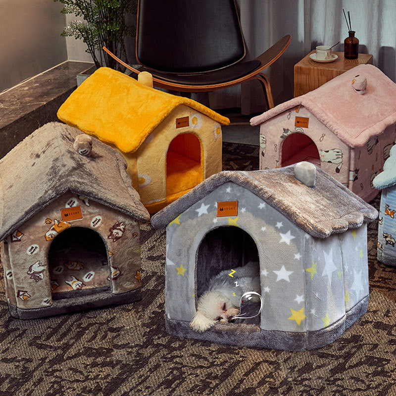 Foldable Dog House & Cat Bed – Cozy Winter Pet Nest