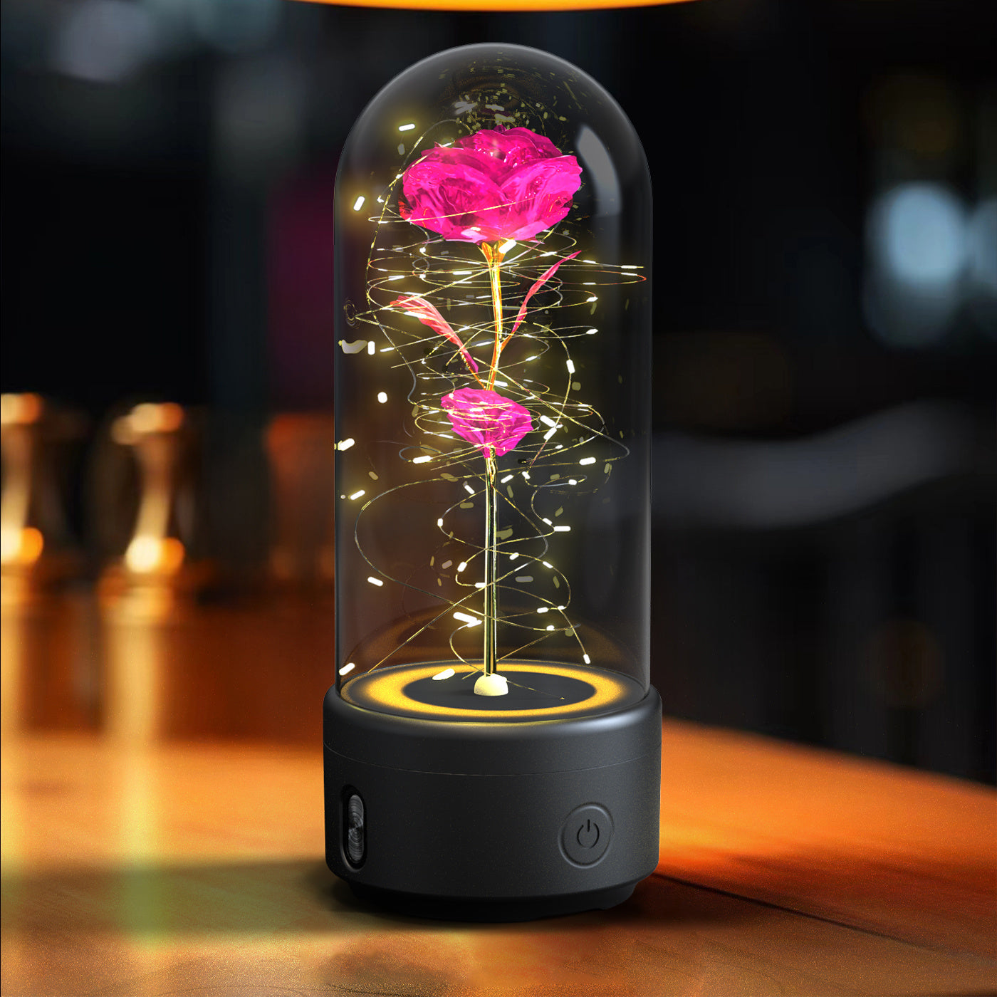 Creative 2-in-1 Rose Flowers LED Light and Bluetooth-Compatible Speaker