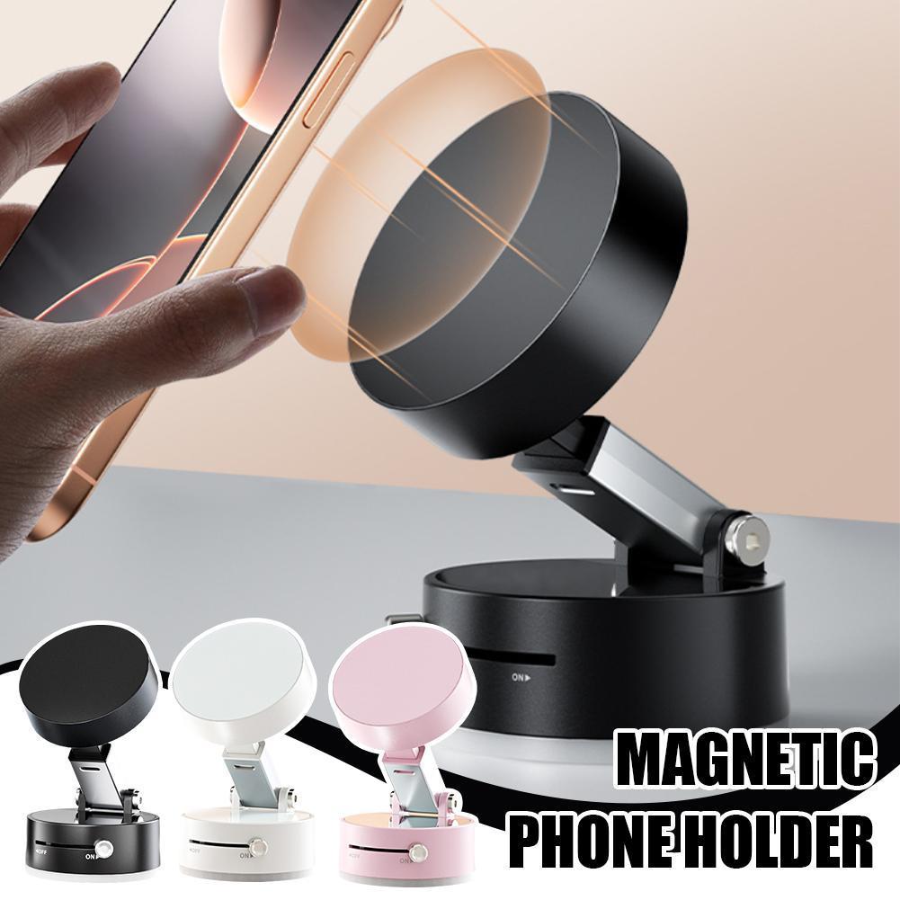 Foldable Magnetic Vacuum Car Phone Holder – Hands-Free Navigation for Smartphones