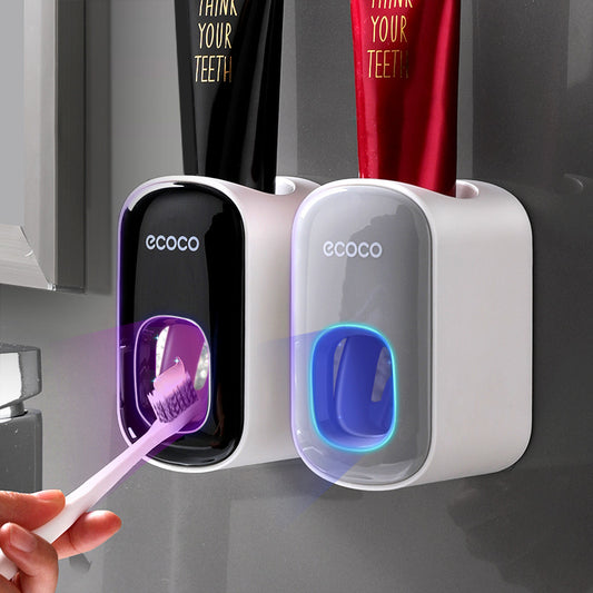 Wall-Mounted Automatic Toothpaste Dispenser & Storage Rack