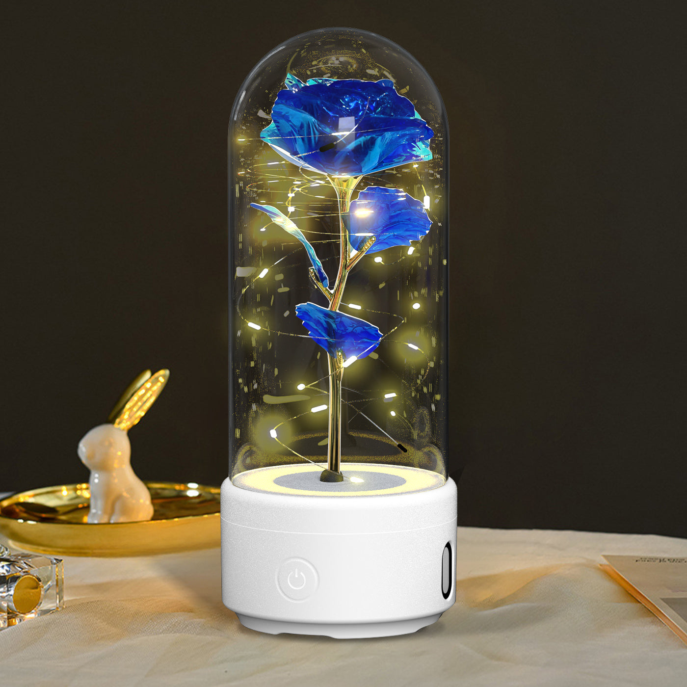 Creative 2-in-1 Rose Flowers LED Light and Bluetooth-Compatible Speaker