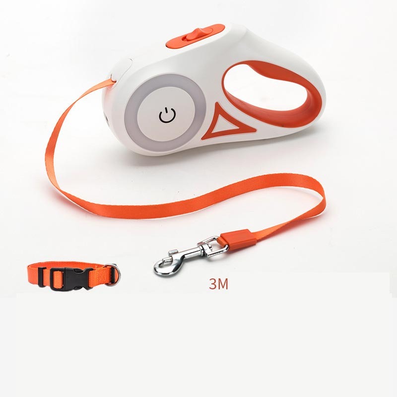 Retractable Dog Leash with Collar – Automatic Spotlight Pet Traction Rope