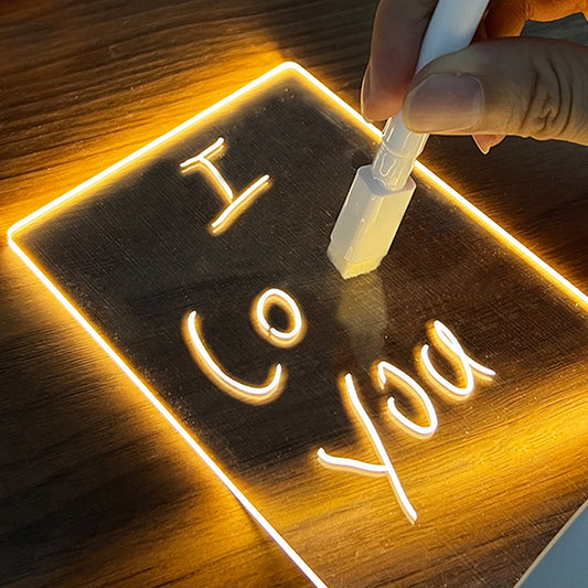 Creative LED Message Board Night Light – USB-Powered with Erasable Writing Board