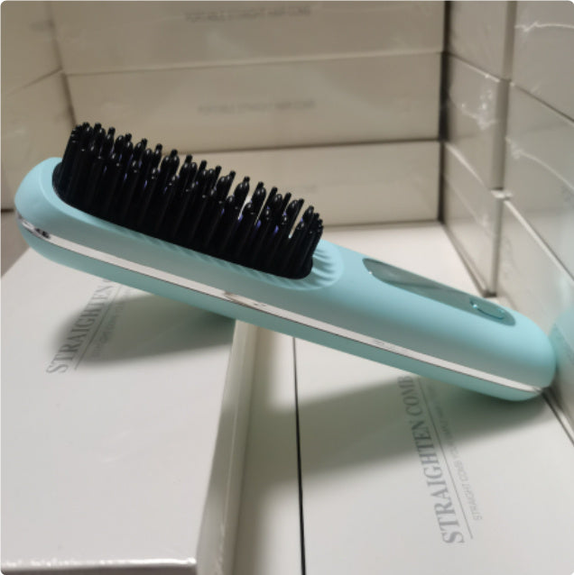 2-in-1 Wireless Hair Straightener Brush – Fast Heating, Portable, USB Charging for Effortless Styling