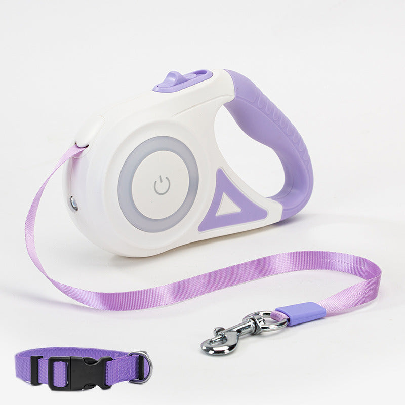 Retractable Dog Leash with Collar – Automatic Spotlight Pet Traction Rope