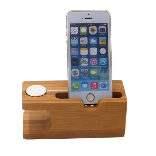 Bamboo Watch & Smartphone Stand – Stylish & Functional Organizer