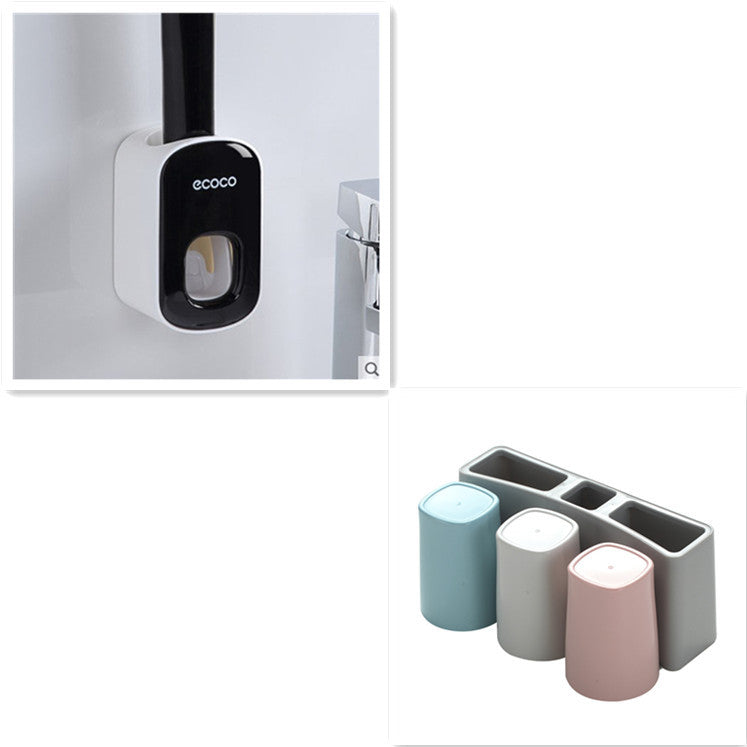 Wall-Mounted Automatic Toothpaste Dispenser & Storage Rack