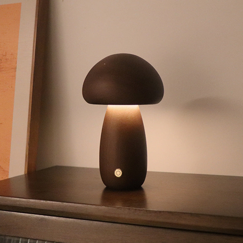 Wooden Mushroom LED Night Light – Cozy & Touch-Activated