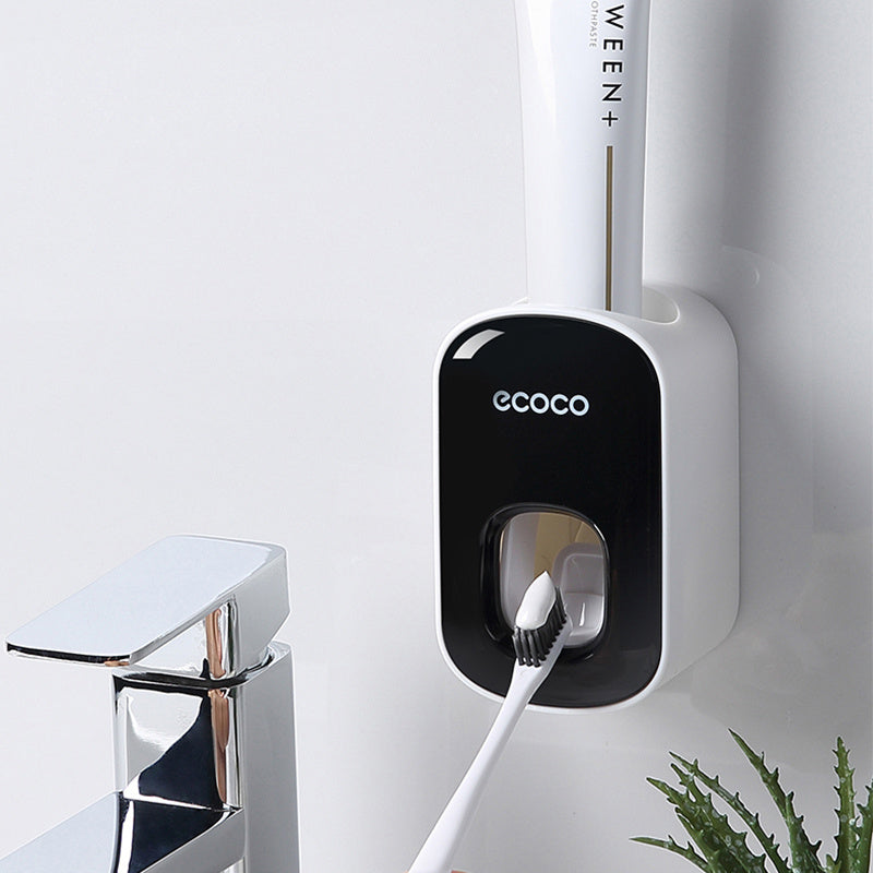 Wall-Mounted Automatic Toothpaste Dispenser & Storage Rack