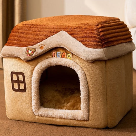 Foldable Dog House & Cat Bed – Cozy Winter Pet Nest