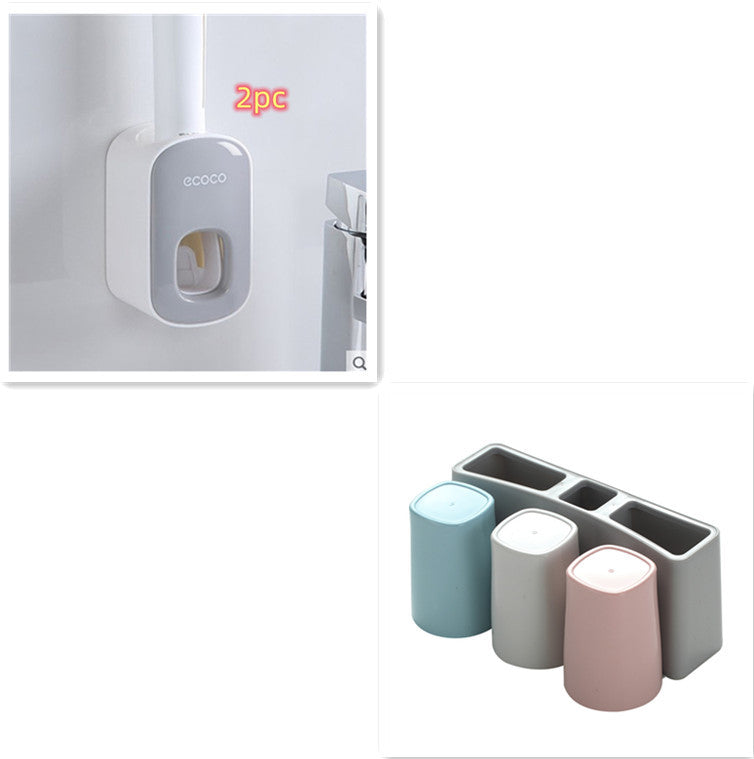 Wall-Mounted Automatic Toothpaste Dispenser & Storage Rack